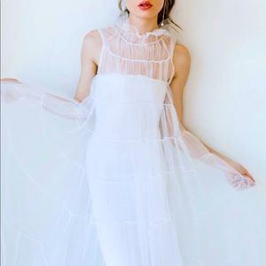 UNTAMED PETALS BY AMANDA JUDGE Sheer White Maxi Dress